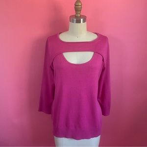 🌈4/$20🌈 Vintage 90s/Y2K Bright Barbie Magenta Pink Cutout Sweater Knit M